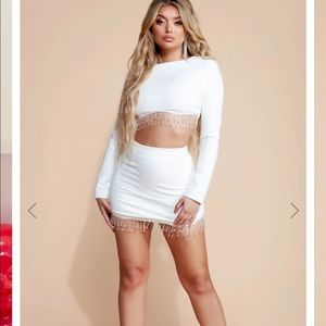 White Crystal Skirt Set